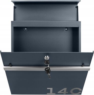 Поштова скринька настінна Anthrazit RAL 7016 для газет, велика (XXL, Laser 2) з можливістю нанесення адреси