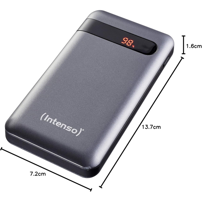 Powerbank Intenso Powerbank PD 20000 - акумулятор зовнішній, 20000mAh, Power Delivery, Quick Charge 3.0, для смартфонів, планшетів, MP3-плеєрів, цифрових камер, сірий