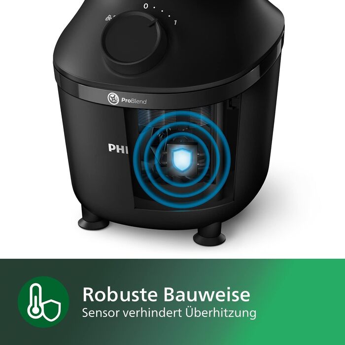 Philips HR2041/41 Stand Mixer (450 Watt, ProBlend Technology, 1.9 Liter Plastic Container, including Drinking Bottle) black