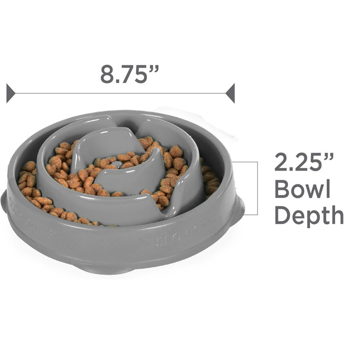 Миска для собак Outward Hound Fun Feeder M, сіра - уповільнює годування, запобігає здуття, антиковзаюча