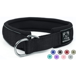 Нашийник для собак з неопрену (4 см) з відбиваючими елементами, міцний нейлон, стопор, комфортний, для дресирування, проти потягувань, чорний, розмір L (45-56 см)