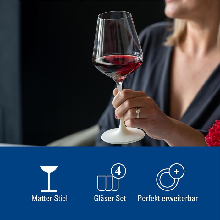 Villeroy & Boch Manufacture Rock Rotweinkelch: Набір келихів для червоного вина, 4 шт., з кришталевого скла, стійкий до миття в посудомийній машині