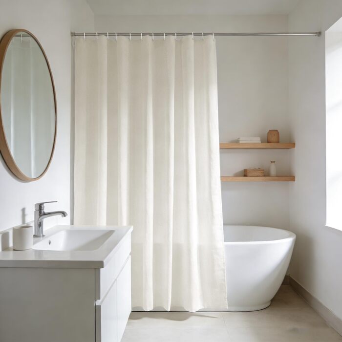 Штора для ванної кімнати YISURE антигрибкова 200x220 см, текстиль-поліестер, водонепроникна, колір кремовий