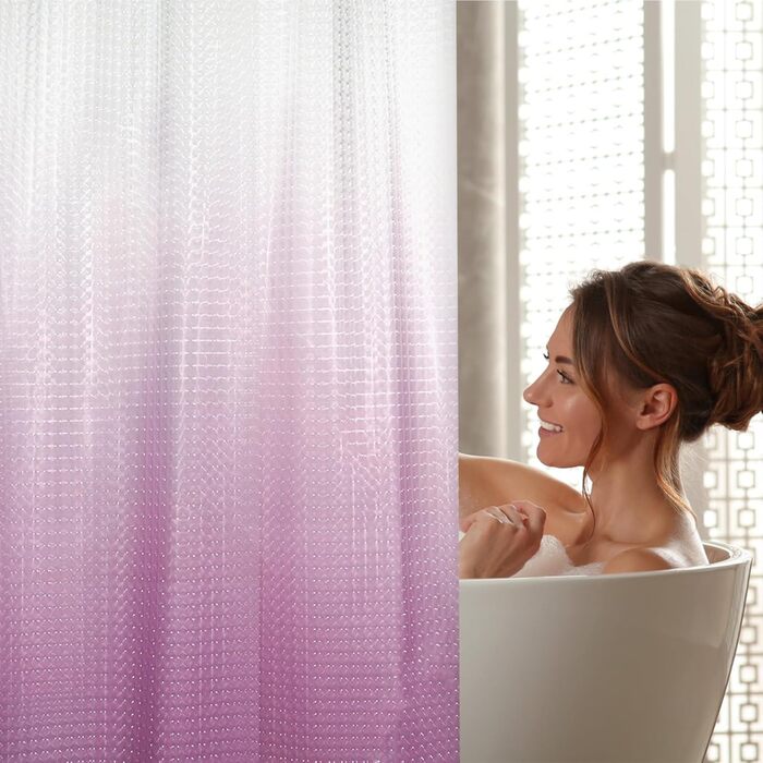 Завіса для душу LEMON CLOUD антигрибкова з вантажем та магнітом, 183x200 см, водонепроникна, антибактеріальна, PEVA, з 12 кільцями, фіолетовий