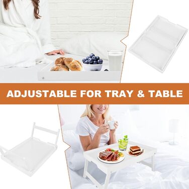 Бамбуковий столик для ліжка SHUESS з відкидними ніжками, 41,5 x 30 x 20,5 см. Ідеально для сніданку, роботи, сервірування та відпочинку на ліжку або дивані