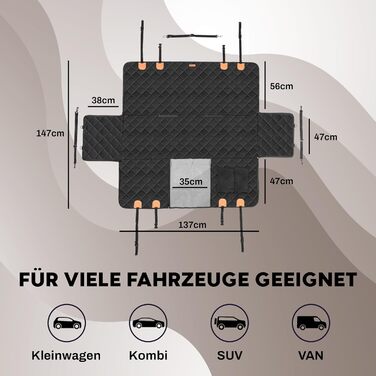 Захист для заднього сидіння автомобіля для собак від Hainberger: водовідштовхувальний, стійкий до подряпин, з боковим захистом та оглядовим вікном, 137x147 см