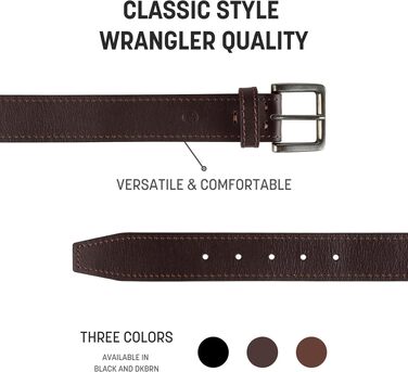 Шкіряний чоловічий ремінь Wrangler Country Casual для джинсів, коричневий, розмір 40 (талія 37-38)