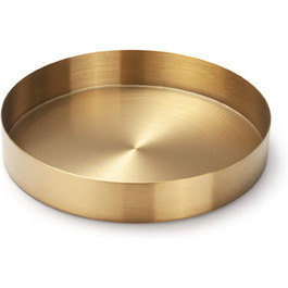Round Stainless Steel Serving Tray, Gold Jewelry and Makeup Organizer/Candle Tray Gold (18 cm)