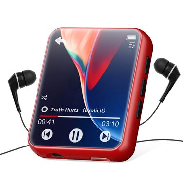 MP3 плеєр 32GB Bluetooth 5.0 з сенсорним екраном, HiFi, радіо, диктофон (червоний)