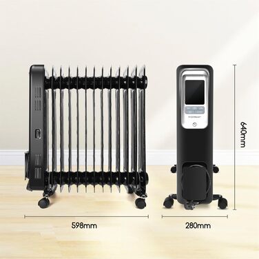 Електричний масляний радіатор Aigostar Oil Monster 33JHH - 2500W з LCD-дисплеєм, 13 ребер, термостатом та дистанційним керуванням