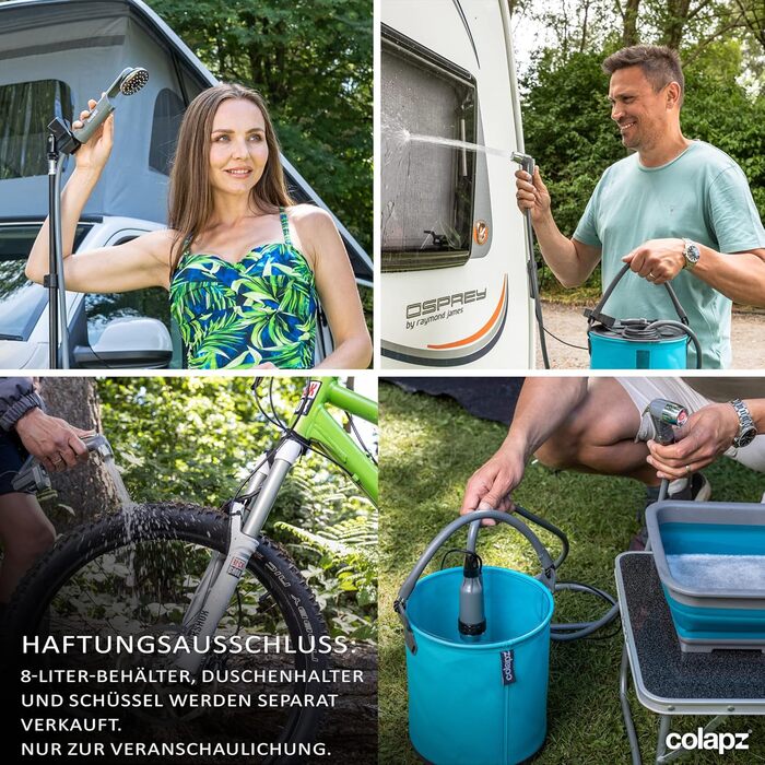 Colapz Rechargeable Camping Shower with Battery, Portable Outdoor Shower for Dogs, Car, Van & RV, including Carry Bag, Campervan Gadgets
