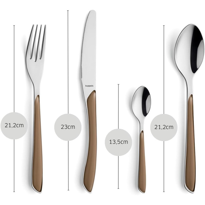 Набір столових приборів Kuppels Prisma для 6 осіб з нержавіючої сталі, рожеві ручки | 24 шт.