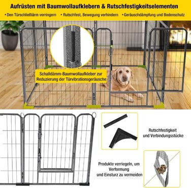 Клітка-загон для собак Aivituvin Welpenlaufstall – 8 панелей, 79x100 см, чорний, XL. Загон для цуценят, вольєр для собак, вольєр для тварин з дверцятами для дому та саду