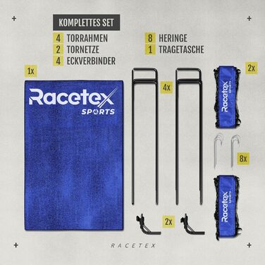 Набір футбольного воріт Racetex 2шт для дітей - ворітця з міцними штангами з скловолокна, для саду чи парку (Блакитний)