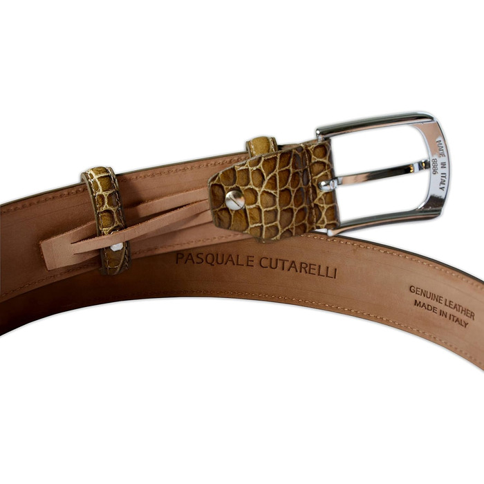 Чоловічий шкіряний ремінь Pasquale Cutarelli з крокодиловим візерунком (90 см, тауп)