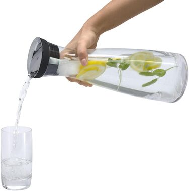 WMF Basic Water Carafe 1.5 Liter, Glass Carafe with Lid, Silicone Lid, CloseUp Closure
