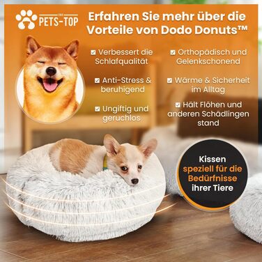 Dog Bed - Medium-Sized Dogs [with washable cover] - Dog Basket, Cat Bed, Sleeping Places & Furniture for Dogs, Long Dog Basket, Dog Bed, 80 cm Diameter, Pearl Grey
