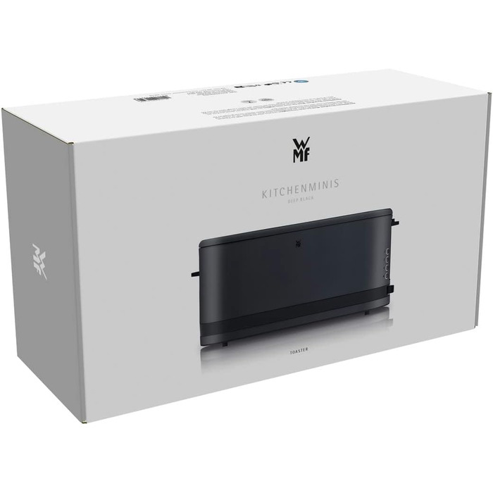 WMF Kitchen Mini Long Slot Toaster, 2 Slices with Roll Attachment, Slim Toaster, XXL, Bagel Function, 7 Browning Levels, 900W, Stainless Steel Matte, Black