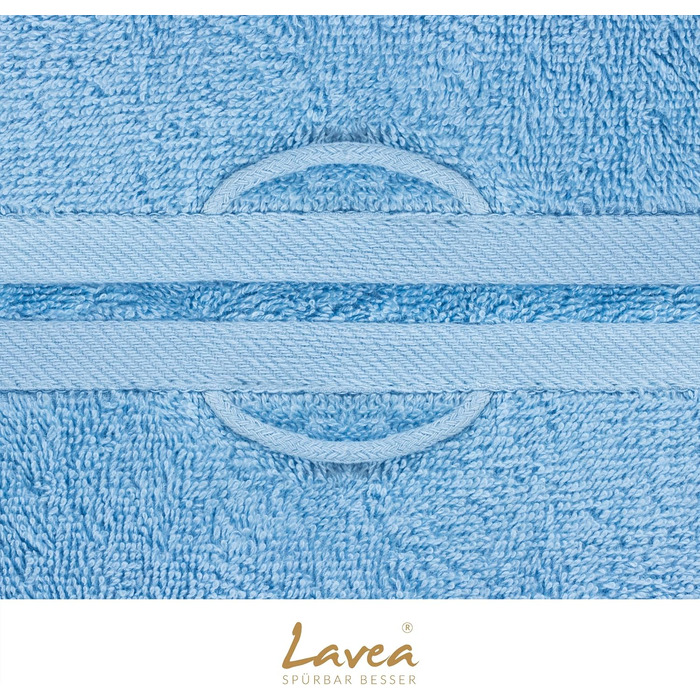 Набір банних рушників Lavea Elena (4 шт.), 100% бавовна, м'яка махрова тканина, 70x140 см, колір дельфін-синій та срібний