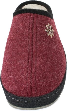 Жіночі фетрові домашні тапочки Schawos Lisa, теплі, з підкладкою з шерсті, з устілкою, міцна підошва, неслизькі, 39 EU, Бордовий