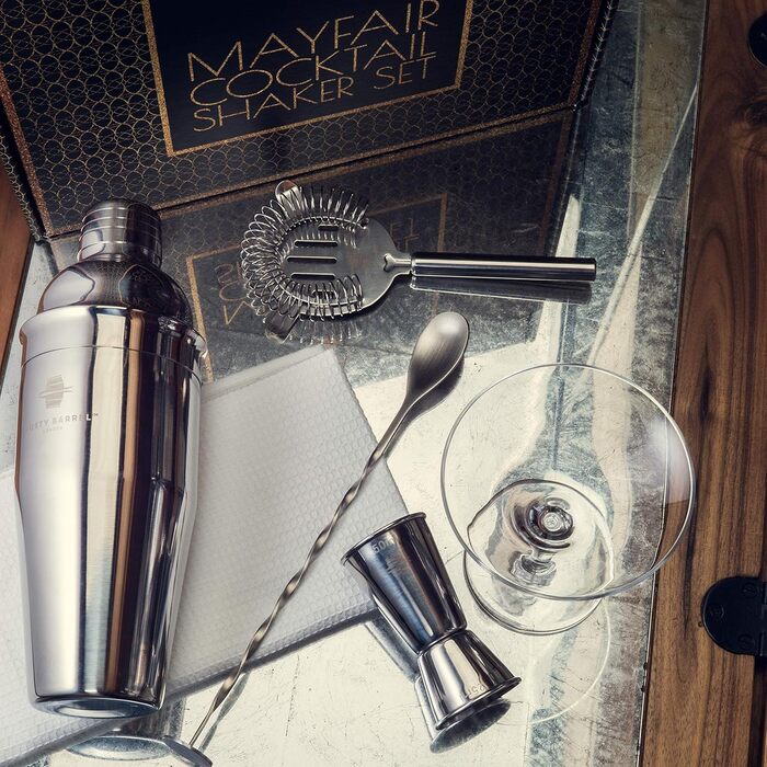 Набір для коктейлів Rusty Barrel Mayfair Original із аксесуарами та шейкером із нержавіючої сталі у розкішній подарунковій коробці