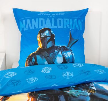 Постільна ковдра та наволочка Star Wars The Mandalorian, 100% бавовна, 135x200 см, 80x80 см
