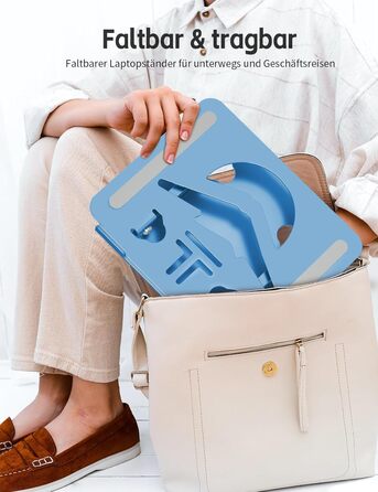 Підставка для ноутбука Ergonomic Aluminium, регульована по висоті та складна, стабільна та неслизька, покращена вентиляція, сумісна з MacBook (до 15,6 дюймів) (Темно-синій)