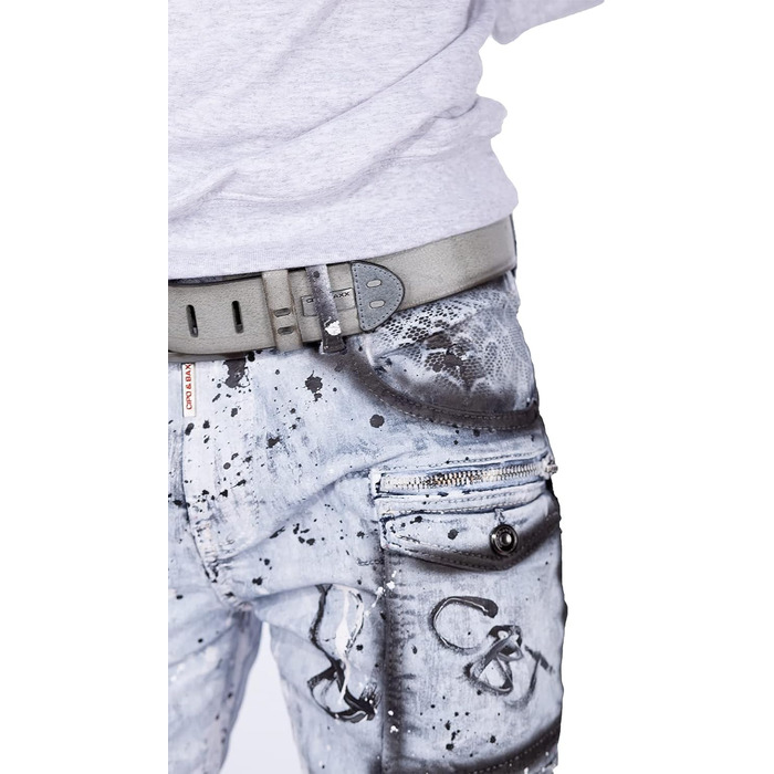 Чоловічі джинси Cipo & Baxx Iceblue Slim Fit 31W/34L з потертостями та стразами