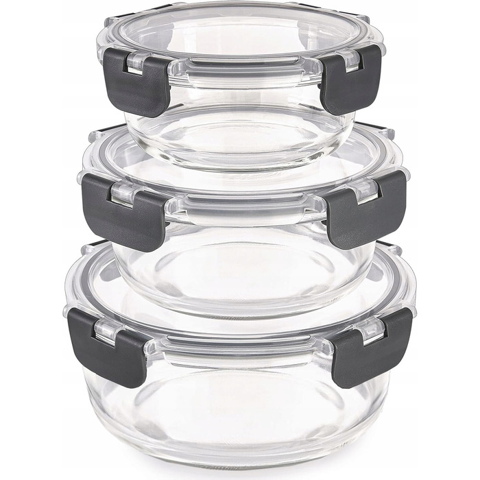 Набір зі 10 скляних ланчбоксів для їжі, термостійкі контейнери з герметичною кришкою