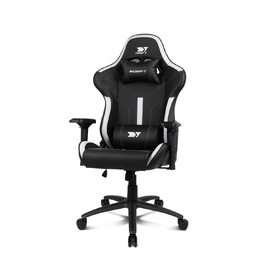 Професійне ігрове крісло DRIFT GAMING DR350 ергономічне, з 4D-підлокітниками, подушками під поперек та шию, нахил 135°, безшумні колеса, чорно-біле