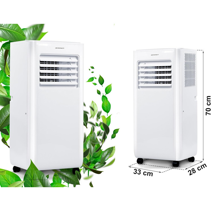 Мобільний кондиціонер Berdsen 5-в-1 10000 BTU: охолодження, осушення, вентиляція, авто- та нічний режими, керування Tuya Smart App, енергоефективний