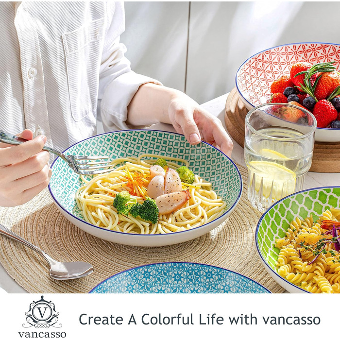 Набір тарілок для супу Vancasso HARUKA, 4 шт, 1000 мл, порцеляна, для пасти, спагеті, салату