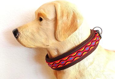 Нашийник для собак Extra-Wide & Soft з неопреновою підкладкою (XS, 32-37 см) - Червоно-кольоровий на коричневому