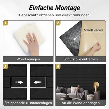 Акустичні панелі TONOR у вигляді цегли, самоклеючі шумопоглинаючі плити для стін (18 шт, 30x30x0,9 см), чорні — для звукоізоляції та декору кімнати