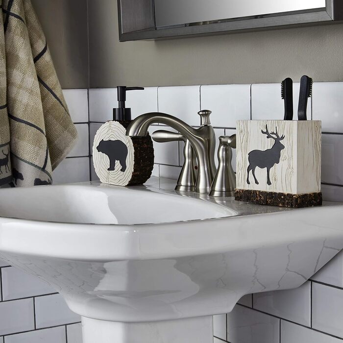 SKL Home Grand Teton Toothbrush Holder, Resin, Brown