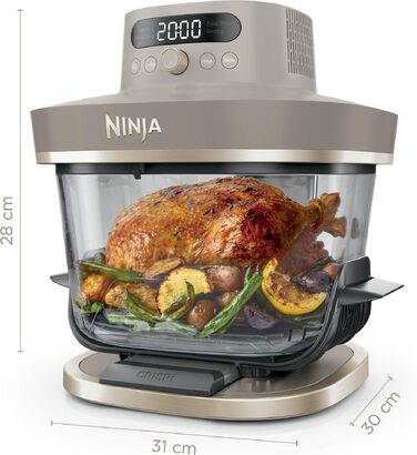 Скляна аерофритюрниця Ninja CRISPi PRO XL з 5 функціями, колір Stone Gold