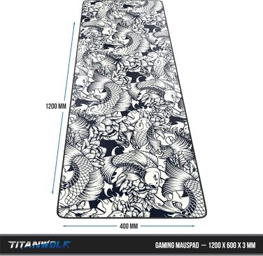 Килимок для миші Titanwolf XXXL 1200x400 мм, ігровий, для Logitech, з принтом Koi Koi