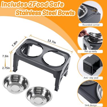 Підвищені годівниці для собак Elevated M Білий (8' для собак M/L), Сірий (S (6' для маленьких собак))