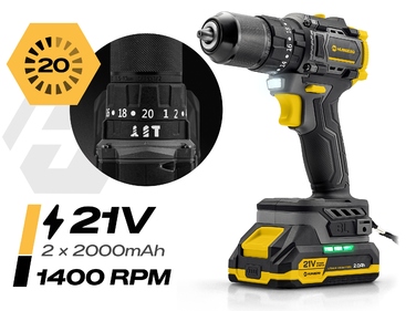 Акумуляторний дриль-шурупокрут HUMBERG HM-432 21V + 2 акумулятори, надпотужний