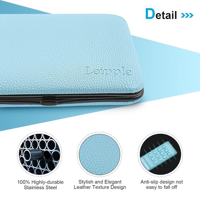 Набір для манікюру та педикюру Leipple: професійний набір інструментів для догляду за нігтями з нержавіючої сталі (18 шт.) + стильна сумка з шкіри