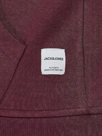 Чоловіча однотонна толстовка з капюшоном Jack & Jones, колір Port Royale (червоний), розмір 3XL