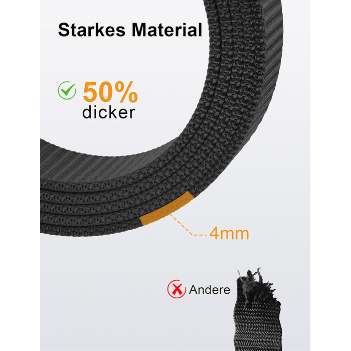 Чоловічий шкіряний ремінь JUKMO з автоматичною застібкою, нейлон 3,8 см, розмір M (91-105 см), чорний