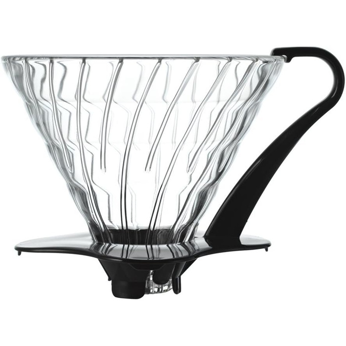 Скляний кавовий дрипер HARIO V60 03, прозорий, чорний