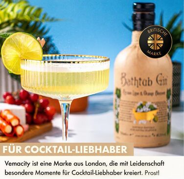 Набір з 4 елегантних келихів для Еспресо Мартіні Vemacity | Ручна робота | Келихи для шампанського, Маргарити та коктейлів | Преміум якість