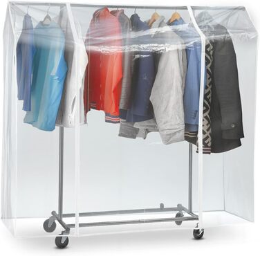 Tatkraft BIG Garment Rack Cover, Clothes Rack Cover, Plastic, Transparent, 2 Zippers, Extra Wide, cm (L130)