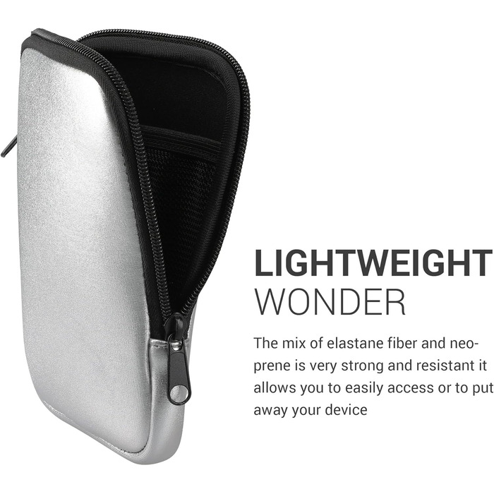 Чохол для eReader kwmobile - Неопренова сумка-чохол, захисна обкладинка - 17 x 12 x 2 см, внутрішні розміри 6' eReader (6' eReader, сріблястий)