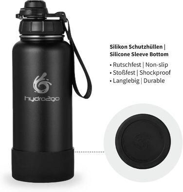 Термофляга Hydro2Go Edelstahl 950 мл з соломинкою, чорна - ізольована, BPA-free, для спорту та активного відпочинку, 24 год холод/12 год тепло