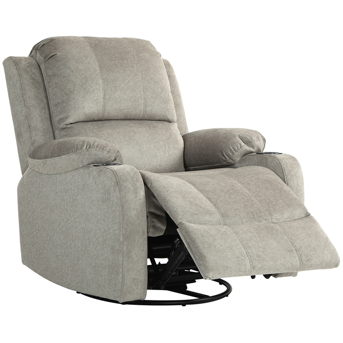 HOMCOM Electric Reclining TV Chair, 360° Swivel, Rocker Function, Pocket Spring, Footrest, Cup Holder, Brown