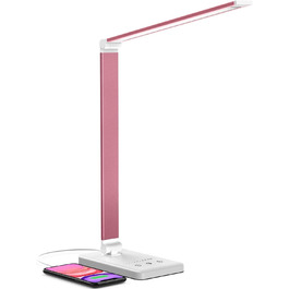 LED лампа настільна дитяча регульована рожева з акумулятором 2500mAh, 5 кольорів, 10 рівнів яскравості, сенсорне управління, складана