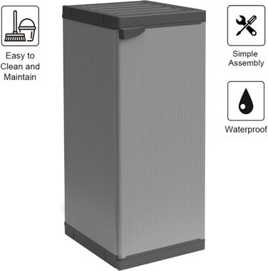 Mongardi W2016 cabinet made of PVC and PP resin, 1 door, 1 shelf, easy assembly, modular system, robust, suitable for indoor and outdoor areas, 34 W x 40 D x 85 H cm, Black and Grey